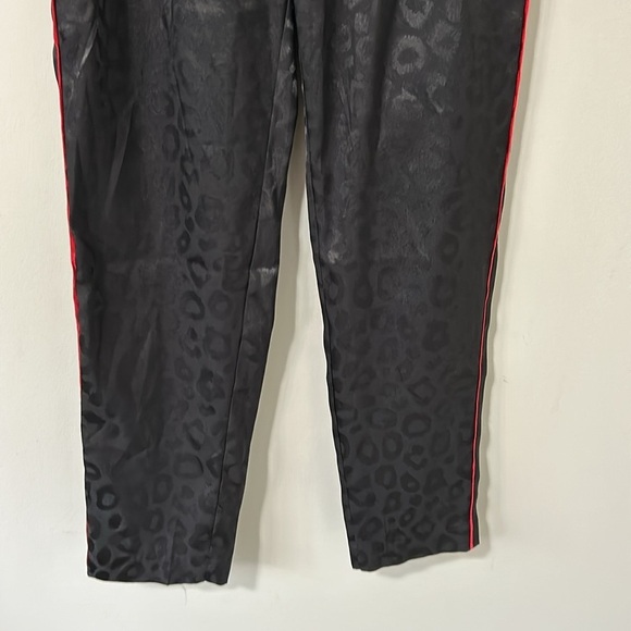 SEN Eden Jogger Pant Black Red Stripe Leopard Print Silky Pockets Sz XS - Picture 3 of 12